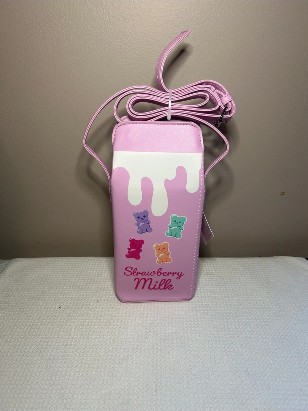 Pink Strawberry Milk Phone Crossbody Bag